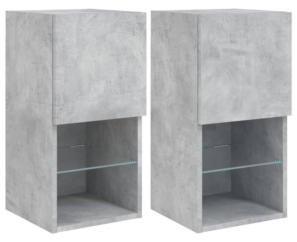2 db betonszürke TV-szekrény LED-lámpákkal 30,5 x 35 x 40 cm