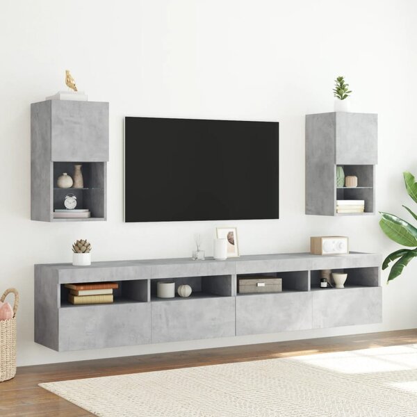 2 db betonszürke TV-szekrény LED-lámpákkal 30,5 x 35 x 40 cm