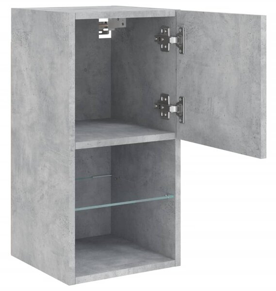 2 db betonszürke TV-szekrény LED-lámpákkal 30,5 x 35 x 40 cm