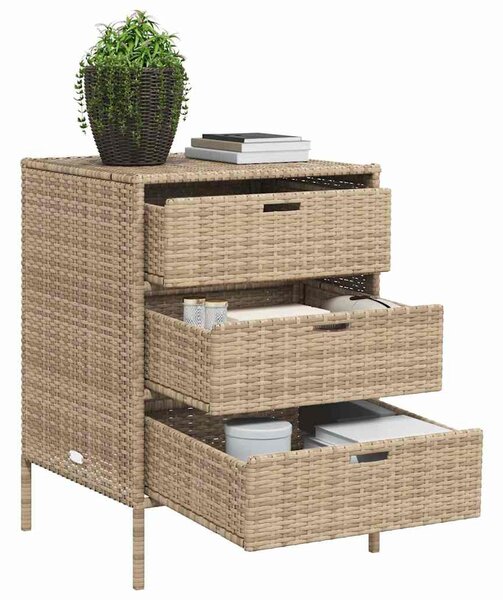 Bézs polyrattan kerti tárolószekrény 55 x 59 x 80 cm