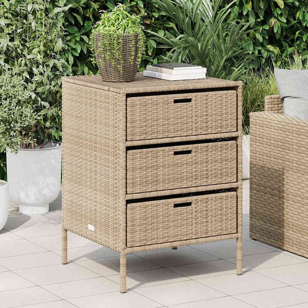 Bézs polyrattan kerti tárolószekrény 55 x 59 x 80 cm
