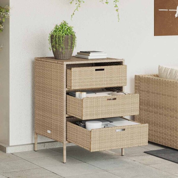 Bézs polyrattan kerti tárolószekrény 55 x 59 x 80 cm