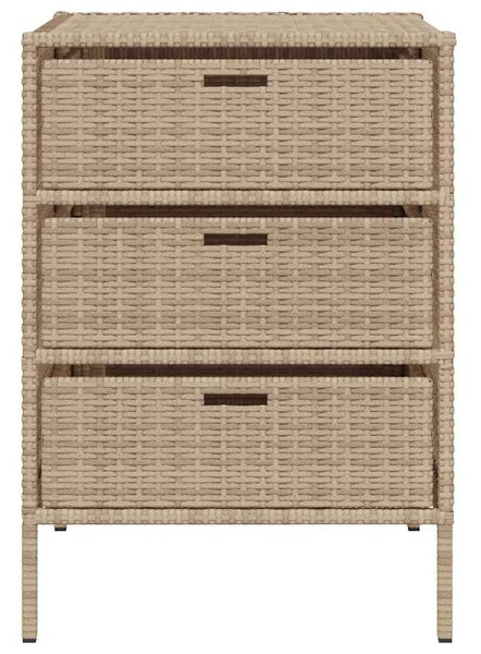 Bézs polyrattan kerti tárolószekrény 55 x 59 x 80 cm