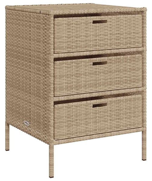 Bézs polyrattan kerti tárolószekrény 55 x 59 x 80 cm