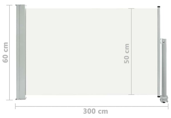 Krémszínű kihúzható oldalsó terasz napellenző 60 x 300 cm