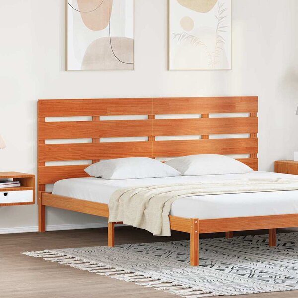 Fejtámla fejtámlával Viaszbarna 200.5 x 3 x 80 cm Tömör fenyőfa