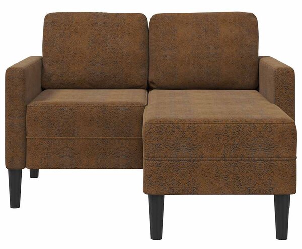 Barna műbőr 2 üléses kanapé L-alakú kanapéval 125 cm