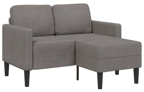 Világosszürke vászon 2 üléses kanapé L-alakú kanapéval 125 cm