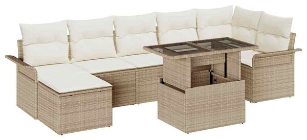 Kerti Kanapé Szett párnával tárolóval 8 pcs Bézs Poli rattan