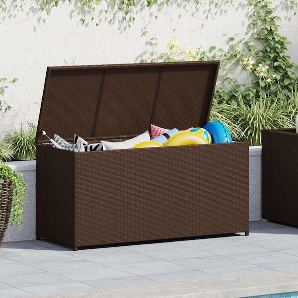 Barna polyrattan kerti tárolóláda 120 x 50 x 60 cm