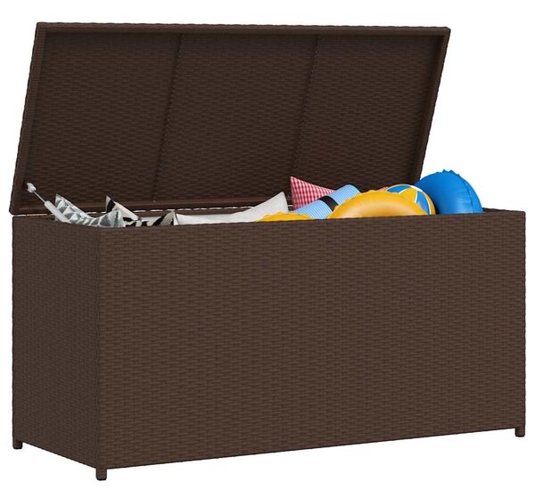 Barna polyrattan kerti tárolóláda 120 x 50 x 60 cm