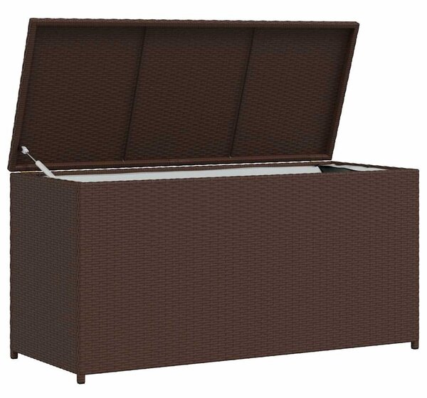 Barna polyrattan kerti tárolóláda 120 x 50 x 60 cm
