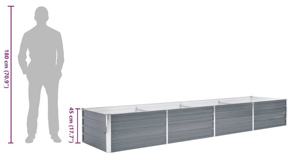 Szürke horganyzott acél kerti magaságyás 320 x 80 x 45 cm