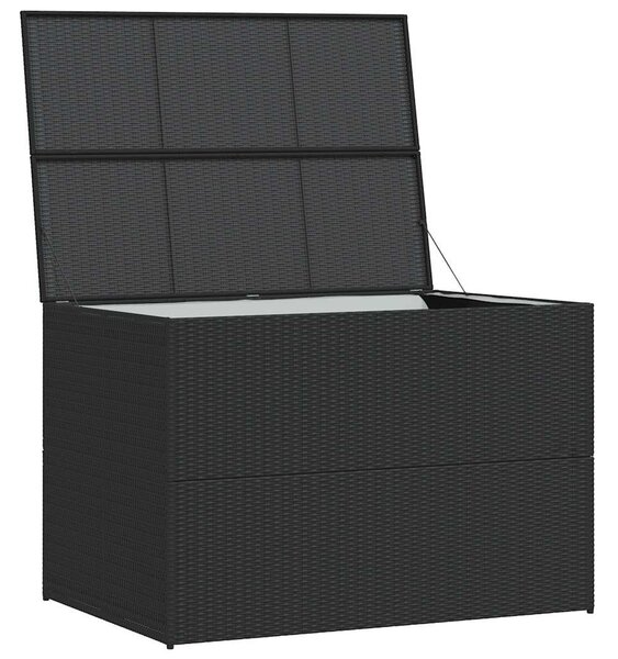 Fekete polyrattan kerti tárolóláda 150 x 100 x 100 cm