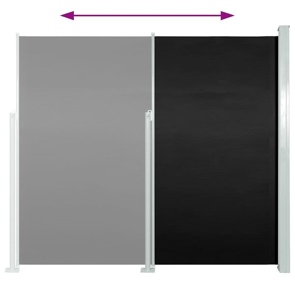 Fekete behúzható oldalsó napellenző 120 x 300 cm