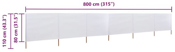 Fehér 6-paneles szövet szélellenző 800 x 80 cm