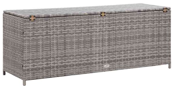 Szürke polyrattan kerti tárolóláda 150 x 50 x 60 cm