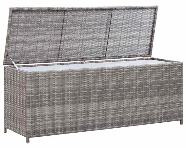Szürke polyrattan kerti tárolóláda 150 x 50 x 60 cm