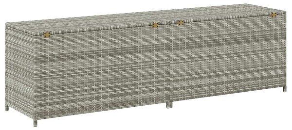 Szürke polyrattan kerti tárolóláda 200 x 50 x 60 cm