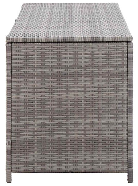 Szürke polyrattan kerti tárolóláda 150 x 50 x 60 cm