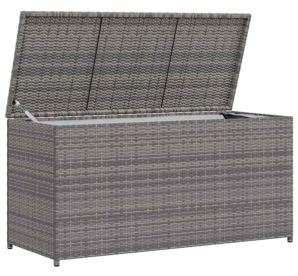 Szürke polyrattan kerti tárolóláda 120 x 50 x 60 cm