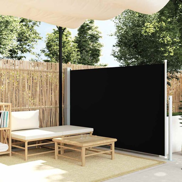 Fekete kihúzható oldalsó teraszi napellenző 140 x 500 cm