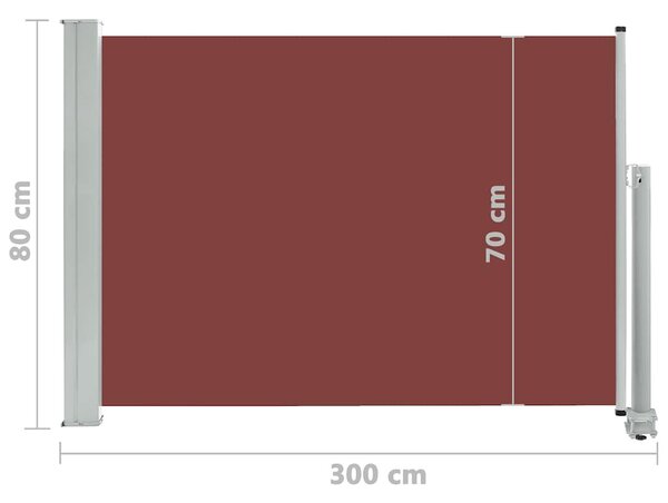 Barna kihúzható oldalsó terasz napellenző 80 x 300 cm