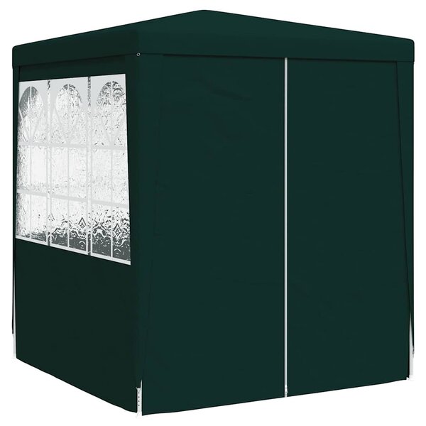 Zöld rendezvénysátor oldalfalakkal 2,5 x 2,5 m 90 g/m²