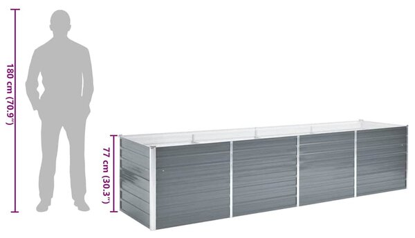 Szürke horganyzott acél kerti magaságyás 320 x 80 x 77 cm