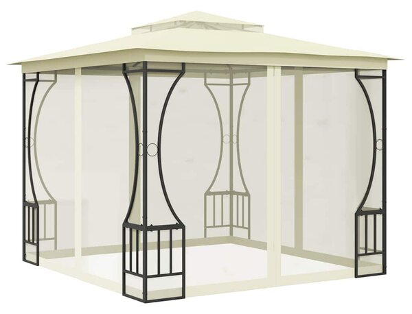 Krémszínű pavilon hálóval 300 x 300 x 265 cm