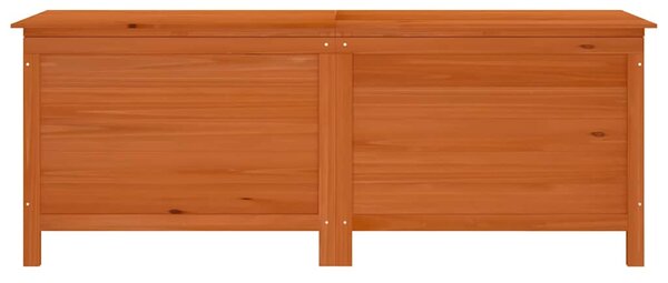 Barna tömör fenyőfa kerti tárolóláda 150 x 50 x 56,5 cm
