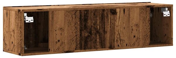 Antik fa színű szerelt fa fali TV-szekrény 120 x 30 x 30 cm