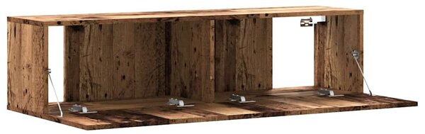 Antik fa színű szerelt fa fali TV-szekrény 120 x 30 x 30 cm