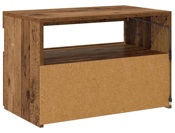 Antik fa színű szerelt fa TV-szekrény LED-ekkel 60x35x40 cm