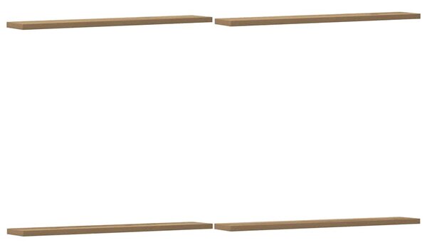 4 db kézműves tölgy színű szerelt fa könyvespolc 60x10x1,5 cm