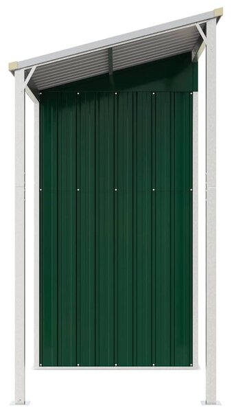 Zöld kerti fészer meghosszabbított tetővel 277x107x181 cm