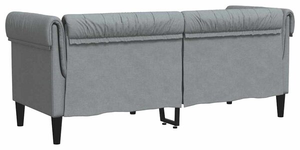2 személyes világosszürke szövet Chesterfield kanapé