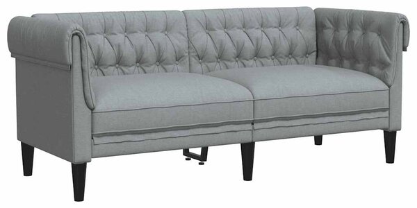 2 személyes világosszürke szövet Chesterfield kanapé