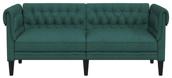Sötétzöld 2 személyes szövet Chesterfield kanapé