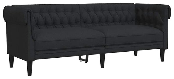 Fekete 3 személyes szövet Chesterfield kanapé