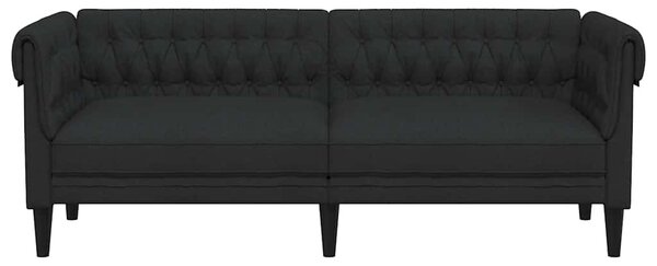 Fekete 3 személyes szövet Chesterfield kanapé