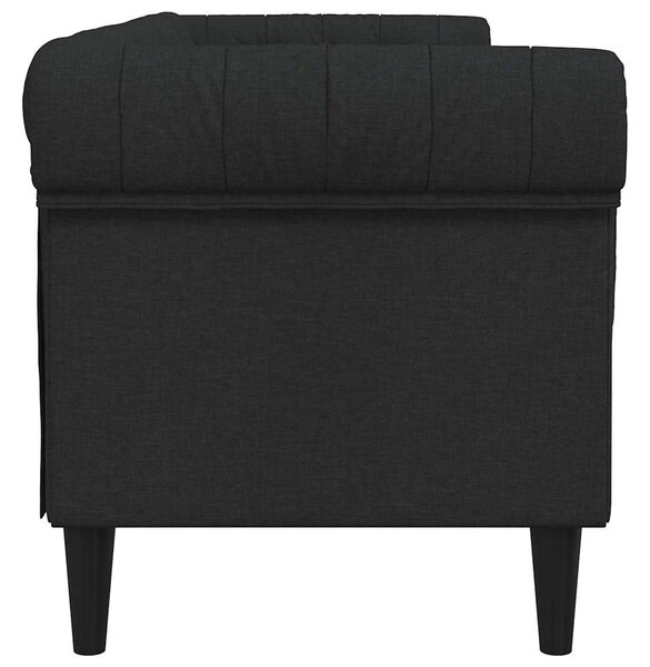 Fekete 3 személyes szövet Chesterfield kanapé