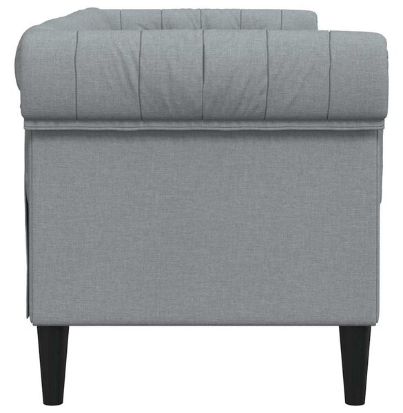 2 személyes világosszürke szövet Chesterfield kanapé