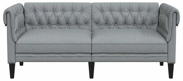 2 személyes világosszürke szövet Chesterfield kanapé