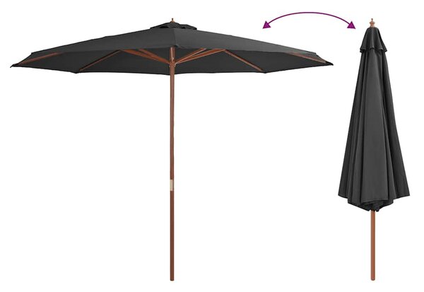 Antracitszürke kültéri napernyő farúddal 350 cm