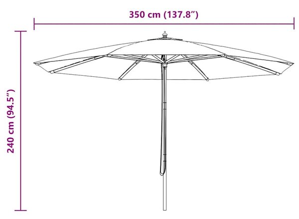 Antracitszürke kültéri napernyő farúddal 350 cm