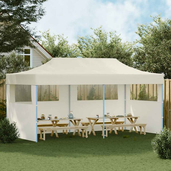Krémszínű összecsukható pavilon 3 x 6 m