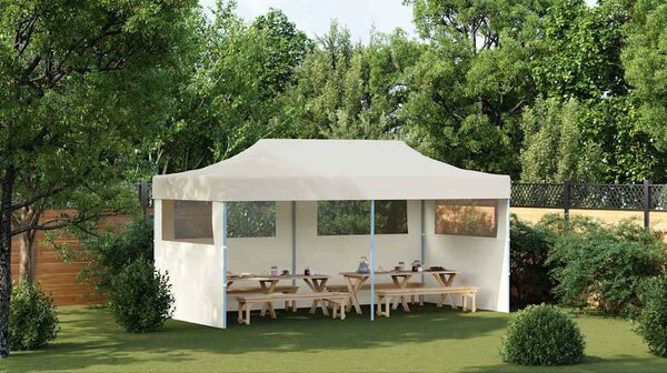 Krémszínű összecsukható pavilon 3 x 6 m