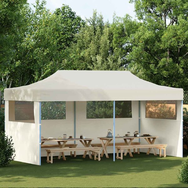 Krémszínű összecsukható pavilon 3 x 6 m
