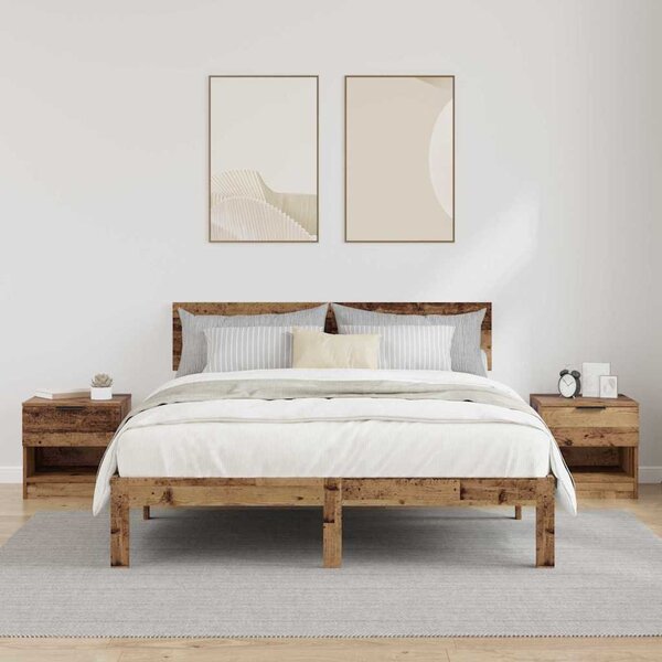 Ágyat tartó szekrény 2 pcs Öreg fa 40 x 39 x 40cm Faanyag
